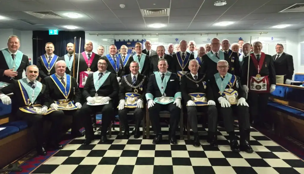Homepage Freemasons Masonic Lodge Guildford, Surrey.. The brethren of Weybridge Lodge No.6787 gathered in the temple after our 75th anniversary meeting February 2024